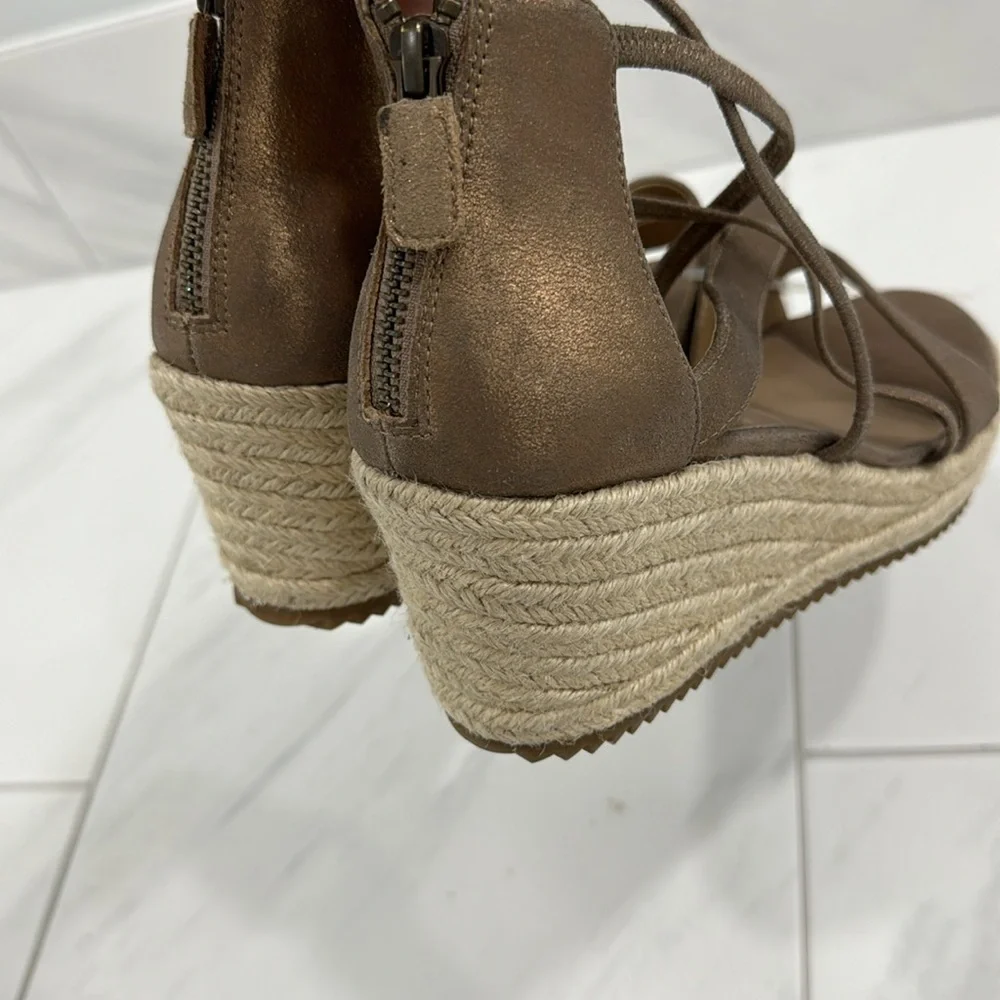 NEW! Eileen Fisher Wanda Metallic Suede Espadrille - Size 8.5